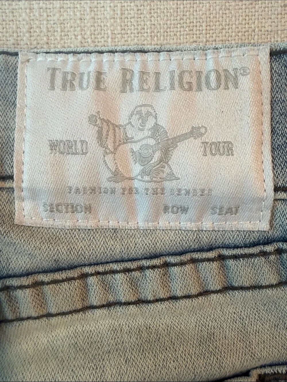 True Religion Rocco relaxed skinnyWashed Light Blue Ripped Jeans